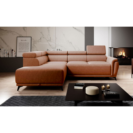 Coltar extensibil ATLANTA, sezlong stanga, gri- Salvador 14, stofa catifelata, 281x203x98 cm