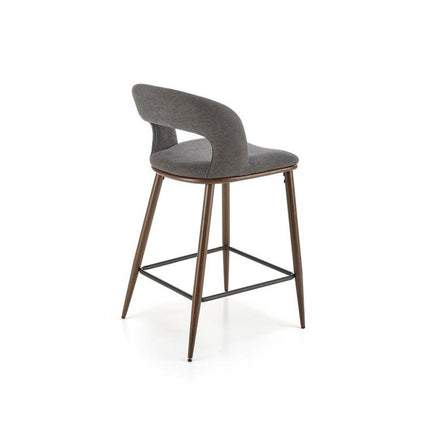 Scaun de bar H114, gri/nuc, stofa clasica, 48x52x92 cm