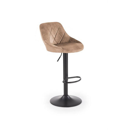 Scaun bar H101, bej/negru, stofa catifelata/metal, 47x45x84 cm