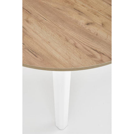 Masa extensibila RINGO, alb/stejar craft, PAL furniruit, 102/142x102x76 cm
