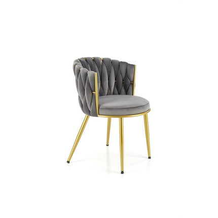 Scaun K517, gri/auriu, stofa catifelata/metal, 57x60x79 cm