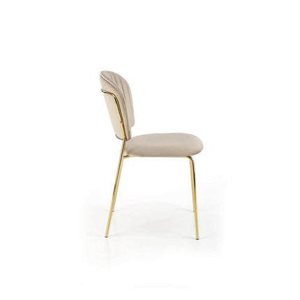 Scaun tapitat K499, bej/auriu, stofa catifelata, 47x56x85 cm