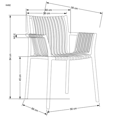 Scaun K492, alb, polipropilena, 60X66X84 cm