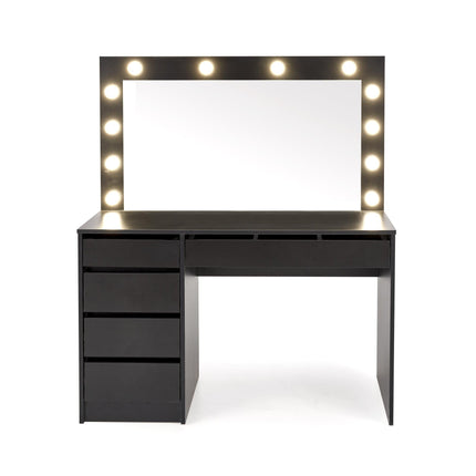 Masa de toaleta HOLLYWOOD XL, negru, iluminare led, oglinda, 120x55x140 cm