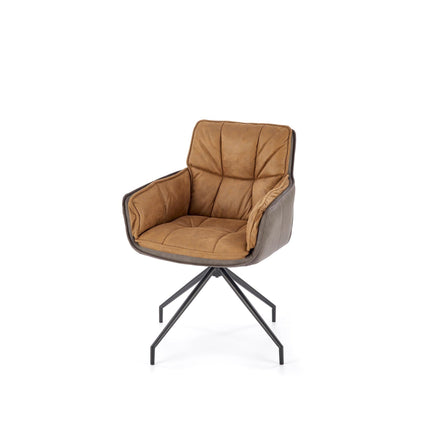 Scaun rotativ K523, maro/negru, stofa/piele ecologica, 85x61x61 cm