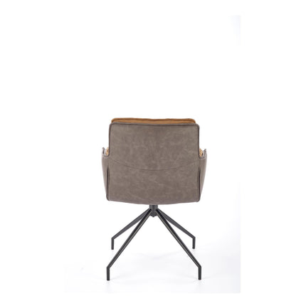 Scaun rotativ K523, maro/negru, stofa/piele ecologica, 85x61x61 cm