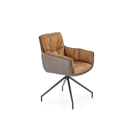 Scaun rotativ K523, maro/negru, stofa/piele ecologica, 85x61x61 cm