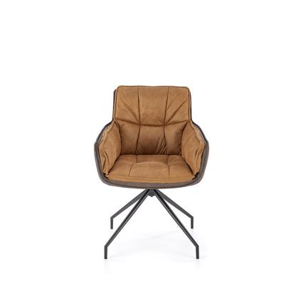 Scaun rotativ K523, maro/negru, stofa/piele ecologica, 85x61x61 cm