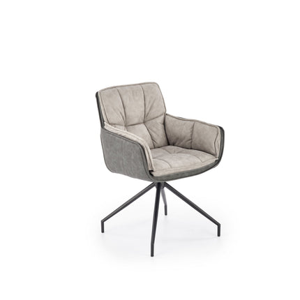 Scaun rotativ K523, gri/negru, stofa/piele ecologica, 85x61x61 cm
