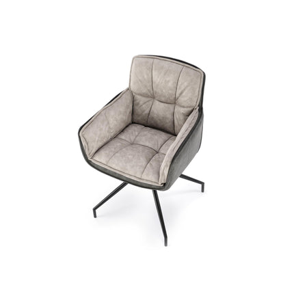 Scaun rotativ K523, gri/negru, stofa/piele ecologica, 85x61x61 cm