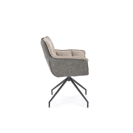 Scaun rotativ K523, gri/negru, stofa/piele ecologica, 85x61x61 cm