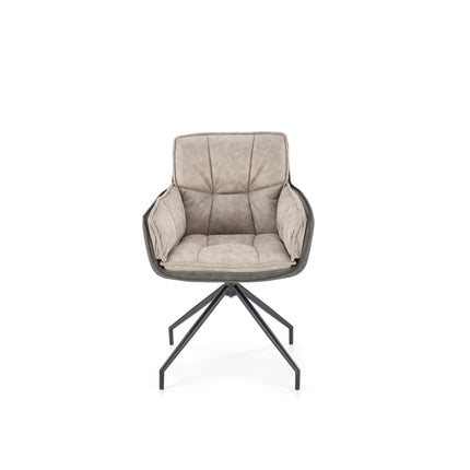 Scaun rotativ K523, gri/negru, stofa/piele ecologica, 85x61x61 cm