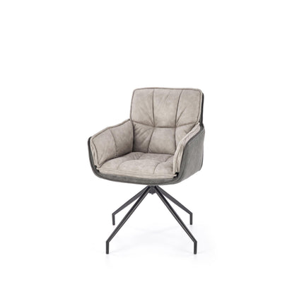Scaun rotativ K523, gri/negru, stofa/piele ecologica, 85x61x61 cm