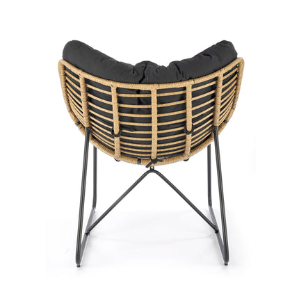 Fotoliu WHISPER, natural/negru, ratan sintetic/metal, 81x90x90 cm