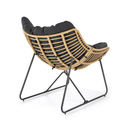 Fotoliu WHISPER, natural/negru, ratan sintetic/metal, 81x90x90 cm