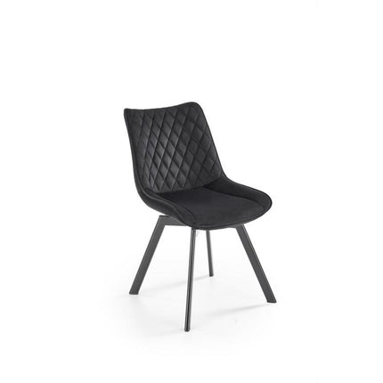 Scaun tapitat K520, negru, stofa catifelata, rotativ, 45x63x80 cm