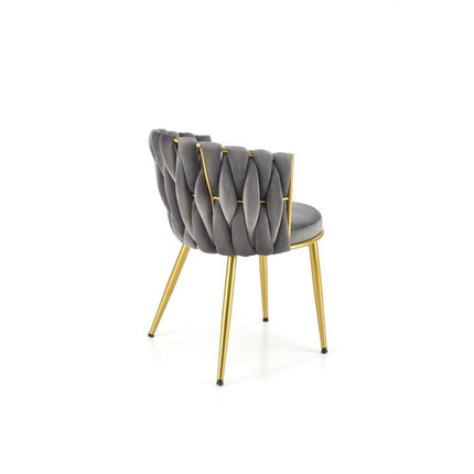 Scaun K517, gri/auriu, stofa catifelata/metal, 57x60x79 cm