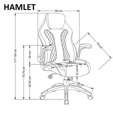 Scaun de birou HAMLET, negru/gri, piele ecologica, 65x70x117 cm