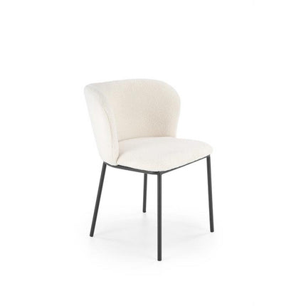 Scaun K518, crem, stofa buclata/metal, 57x59x75 cm