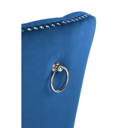 Scaun tapitat MIYA, albastru, stofa catifelata, 54x60x100 cm