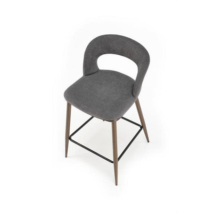 Scaun de bar H114, gri/nuc, stofa clasica, 48x52x92 cm