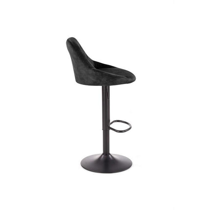 Scaun bar H101, negru, stofa catifelata/metal, 47x45x84 cm