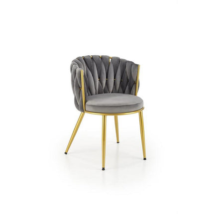 Scaun K517, gri/auriu, stofa catifelata/metal, 57x60x79 cm