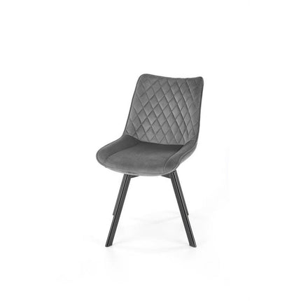 Scaun tapitat K520, gri/negru, stofa catifelata, rotativ, 45x63x80 cm