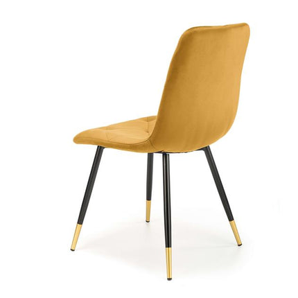 Scaun tapitat K438, galben, stofa catifelata, 45x50x86 cm