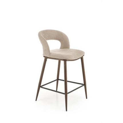 Scaun de bar H114, bej/nuc, stofa clasica, 48x52x92 cm