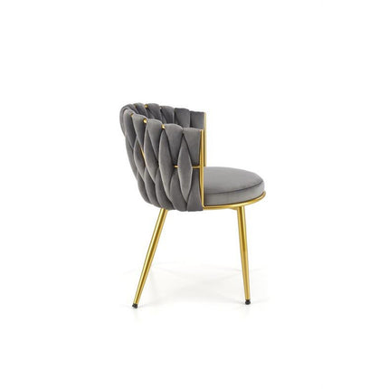 Scaun K517, gri/auriu, stofa catifelata/metal, 57x60x79 cm