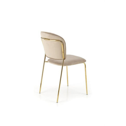 Scaun tapitat K499, bej/auriu, stofa catifelata, 47x56x85 cm