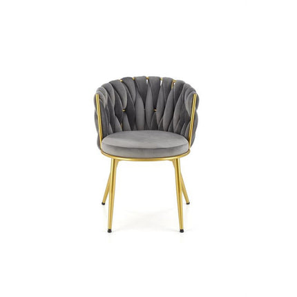 Scaun K517, gri/auriu, stofa catifelata/metal, 57x60x79 cm