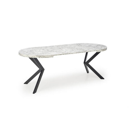 Masa extensibila PERONI, alb/gri/negru, PAL furniruit /otel, 100/250x100x75 cm