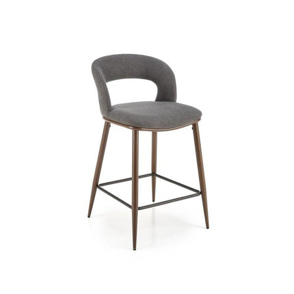 Scaun de bar H114, gri/nuc, stofa clasica, 48x52x92 cm