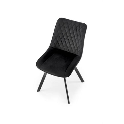 Scaun tapitat K520, negru, stofa catifelata, rotativ, 45x63x80 cm