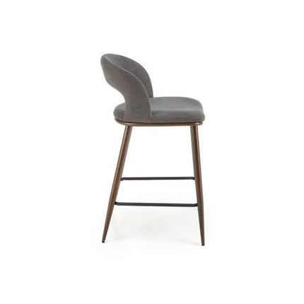 Scaun de bar H114, gri/nuc, stofa clasica, 48x52x92 cm