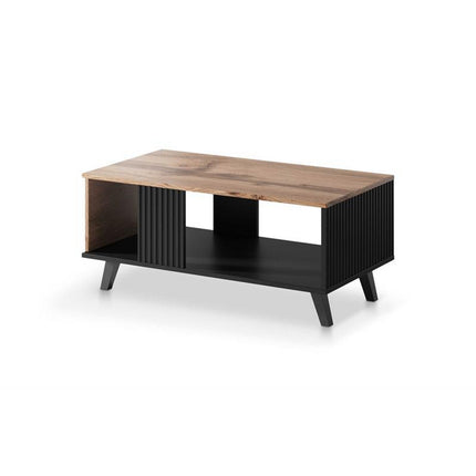 Masuta de cafea RANDOM, stejar wotan/negru, PAL furniruit, 92x50x40 cm