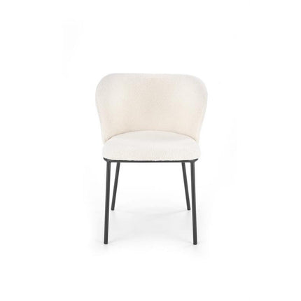 Scaun K518, crem, stofa buclata/metal, 57x59x75 cm
