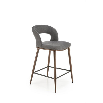 Scaun de bar H114, gri/nuc, stofa clasica, 48x52x92 cm