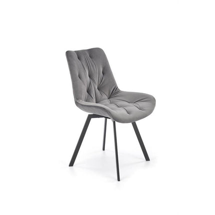 Scaun pivotant K519, gri, stofa catifelata/metal, 54x63x86 cm