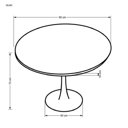 Masa rotunda OLMO, nuc/negru furniruit, 90x73 cm