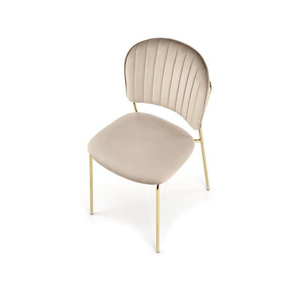 Scaun tapitat K499, bej/auriu, stofa catifelata, 47x56x85 cm