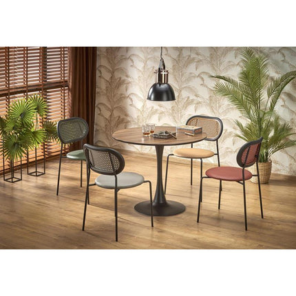 Masa rotunda OLMO, nuc/negru furniruit, 90x73 cm