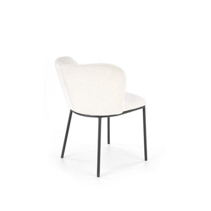 Scaun K518, crem, stofa buclata/metal, 57x59x75 cm