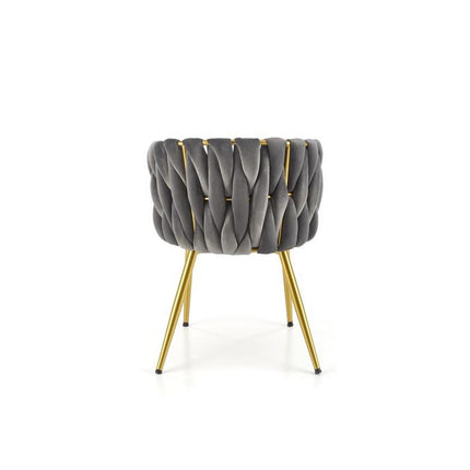 Scaun K517, gri/auriu, stofa catifelata/metal, 57x60x79 cm