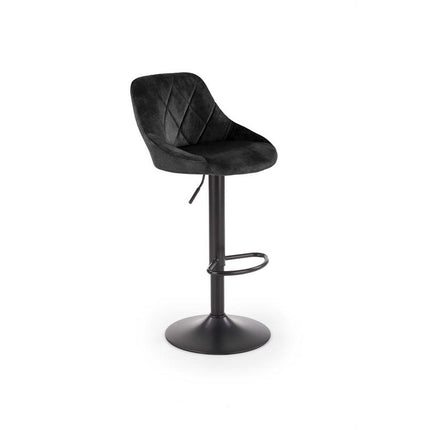 Scaun bar H101, negru, stofa catifelata/metal, 47x45x84 cm