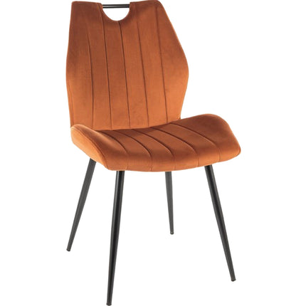 Scaun ARCO, stofa catifelata caramizie/negru, 51x43x91 cm