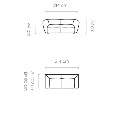Canapea CANDELO A fixa, personalizabil, 214x102x72 cm