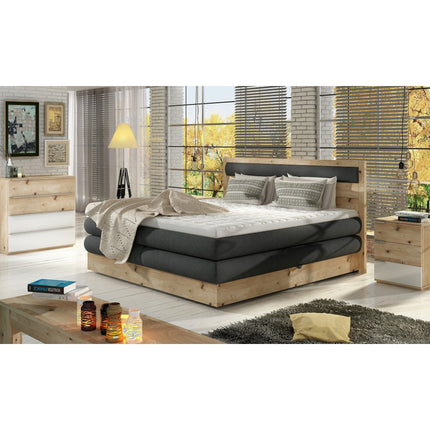 Pat DIORI 160 boxspring, personalizabil, cu somiera rabatabila si lada pentru depozitare + topper